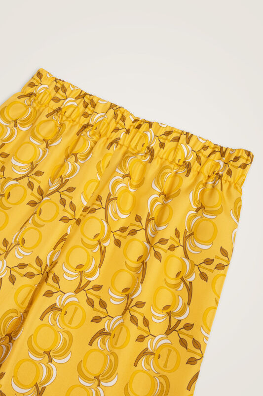 Imannoor Flower Yellow Twill Silk Trousers - 2