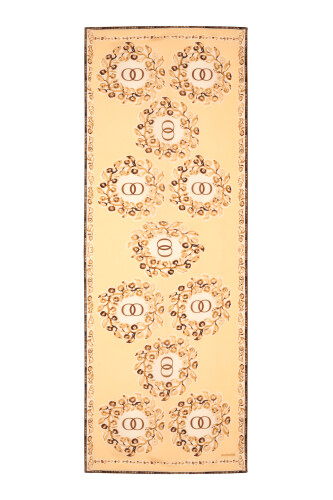 Halkalar Krem Krep İpek Şal 80x210 