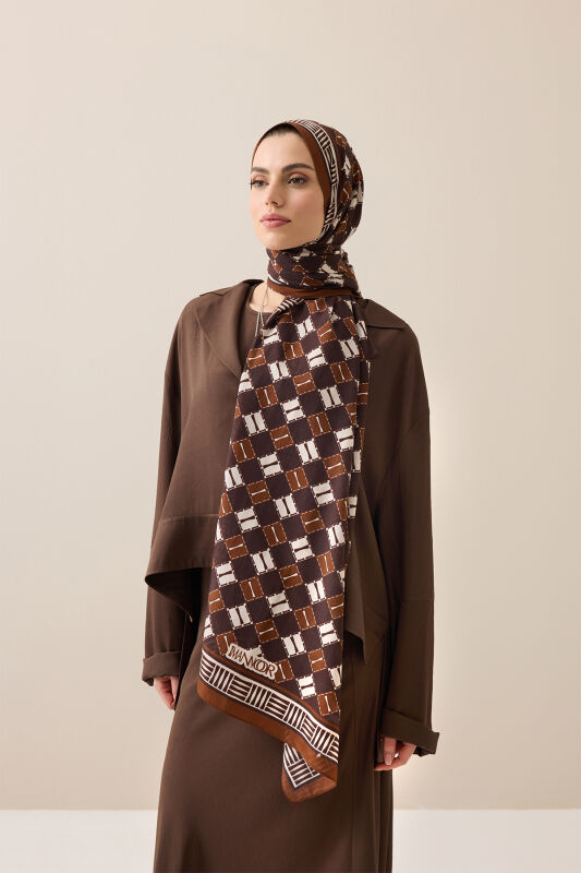 Marka İ Kahverengi Pamuk Floş Şal 70x210 - 1