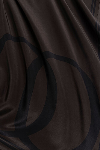 Noor Logo Kahverengi Krep İpek Şal 70x210 - Imannoor (2)