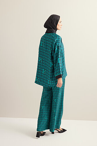 Sepet Yeşil Tivil İpek Pantolon - Imannoor (3)