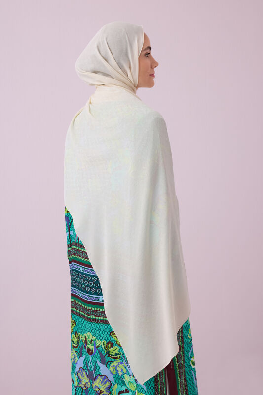 Basket Ecru Jacquard Cupro Shawl - 5