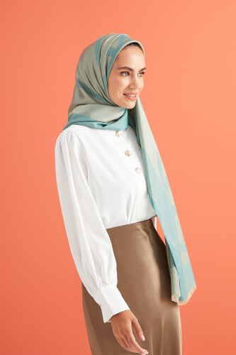 Imannoor Turkuaz Pamuk İpek Şal 80x210 - 3