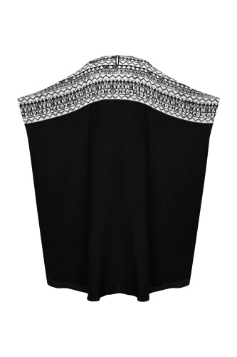 İmannoor x Rawdah Ahtapot Siyah-Beyaz Krep İpek Kaftan - 2