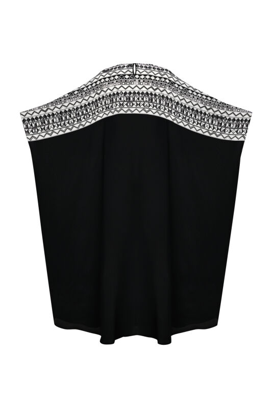 İmannoor x Rawdah Ahtapot Siyah-Beyaz Krep İpek Kaftan - 2
