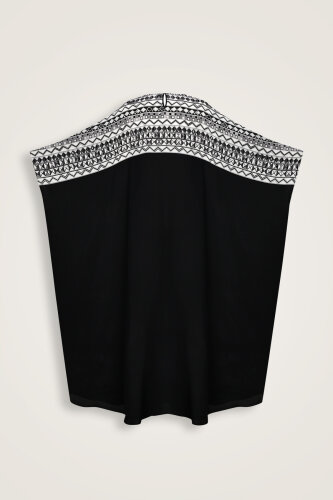 İmannoor x Rawdah Ahtapot Siyah-Beyaz Krep İpek Kaftan - 2