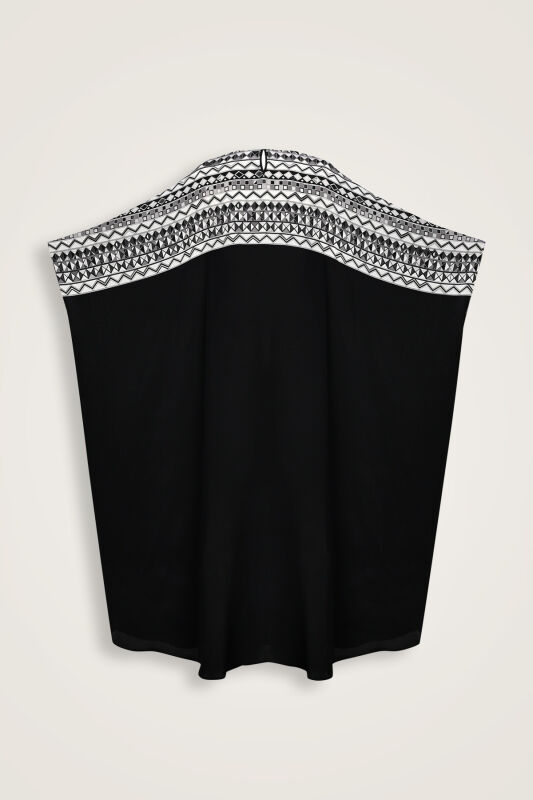 İmannoor x Rawdah Ahtapot Siyah-Beyaz Krep İpek Kaftan - 2