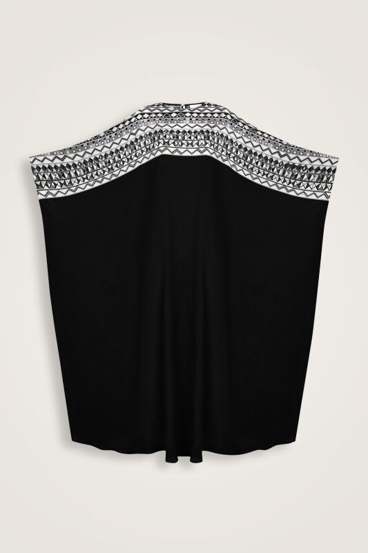 İmannoor x Rawdah Ahtapot Siyah-Beyaz Krep İpek Kaftan - 1