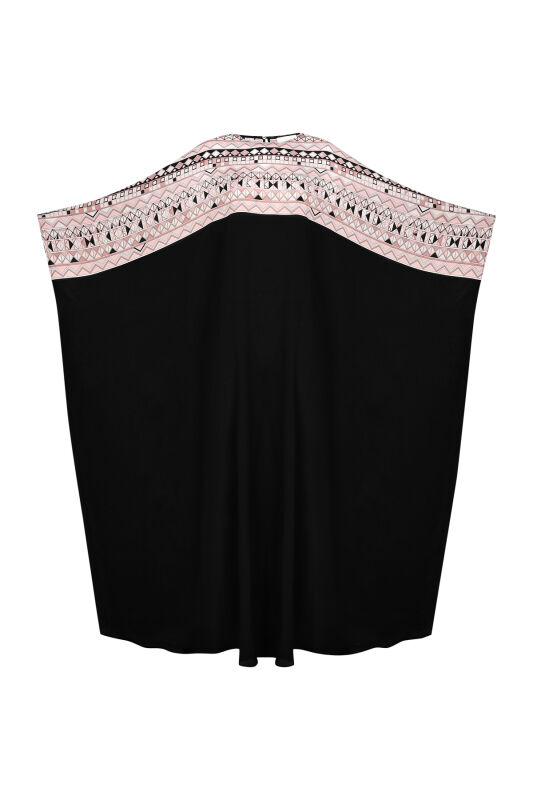 İmannoor x Rawdah Ahtapot Siyah-Pembe Krep İpek Kaftan - 1