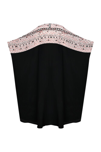 İmannoor x Rawdah Ahtapot Siyah-Pembe Krep İpek Kaftan - 2