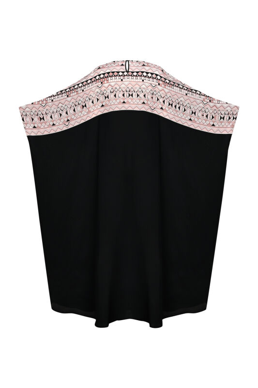 İmannoor x Rawdah Ahtapot Siyah-Pembe Krep İpek Kaftan - 2