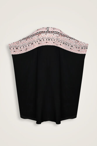 İmannoor x Rawdah Ahtapot Siyah-Pembe Krep İpek Kaftan - 2