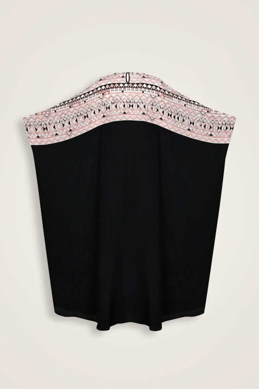 İmannoor x Rawdah Ahtapot Siyah-Pembe Krep İpek Kaftan - 2