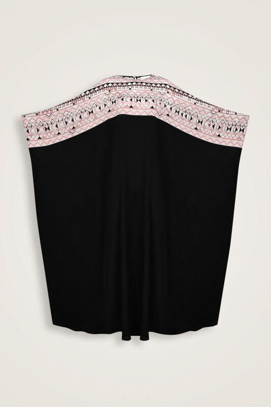 İmannoor x Rawdah Ahtapot Siyah-Pembe Krep İpek Kaftan - 1