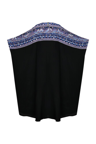 İmannoor x Rawdah Ahtapot Siyah-Saks Krep İpek Kaftan - 2