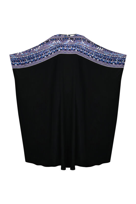 İmannoor x Rawdah Ahtapot Siyah-Saks Krep İpek Kaftan - 1