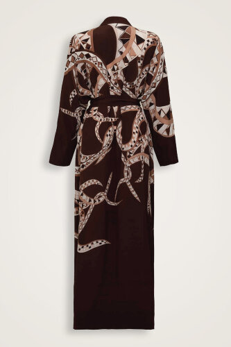 İmannoor x Rawdah Ahtapot Kahverengi Krep İpek Kimono - Imannoor (3)