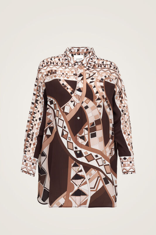 İmannoor x Rawdah Octopus Brown Silk Shirt - 1