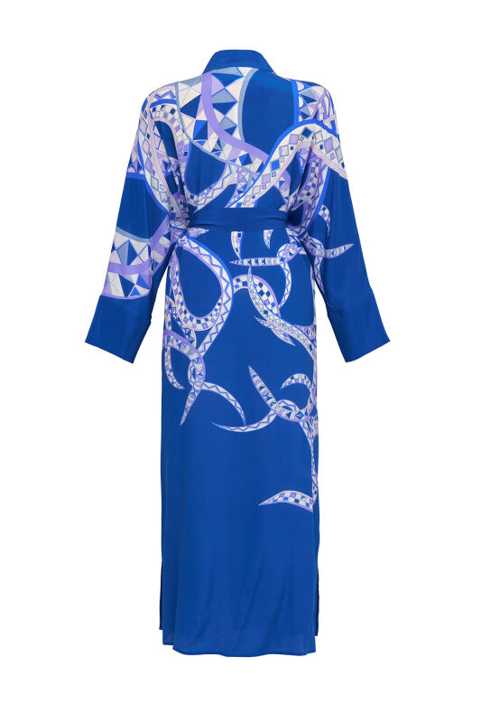 İmannoor x Rawdah Ahtapot Saks Krep İpek Kimono - 2