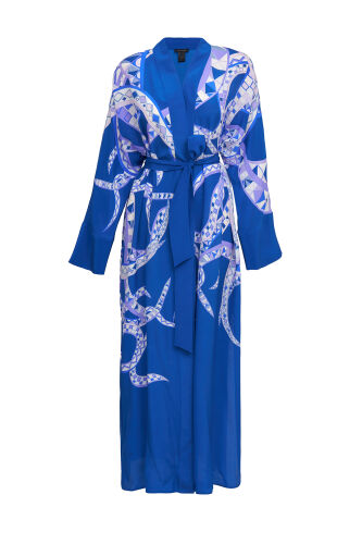 İmannoor x Rawdah Ahtapot Saks Krep İpek Kimono - 1