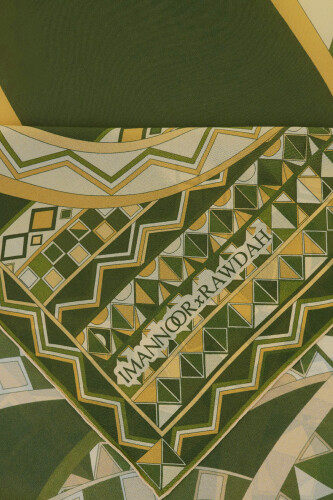 İmannoor x Rawdah Ahtapot Yeşil İpek Büyük Eşarp 110x110 - 2