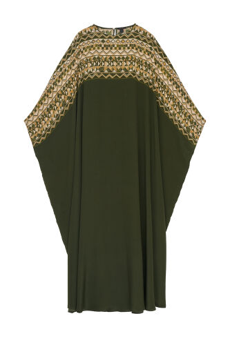 İmannoor x Rawdah Ahtapot Yeşil Krep İpek Kaftan - 1