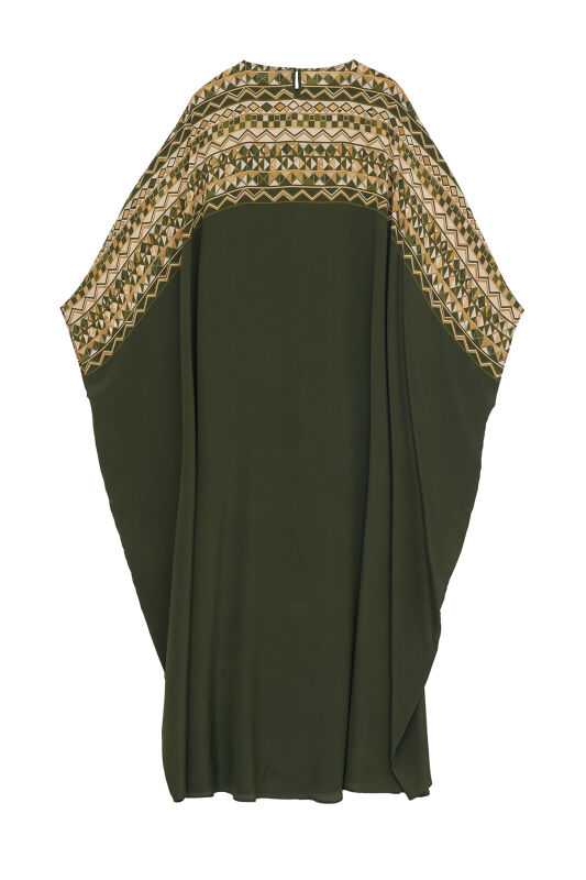 İmannoor x Rawdah Ahtapot Yeşil Krep İpek Kaftan - 2