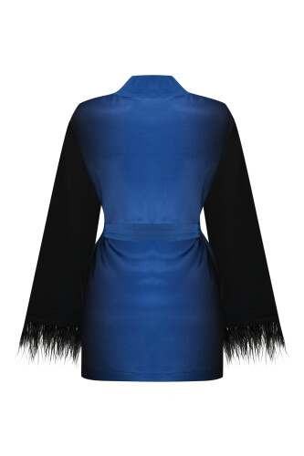 İmannoor x Rawdah Gradient Feathered Black-Saxe Blue Silk Short Kimono - 2