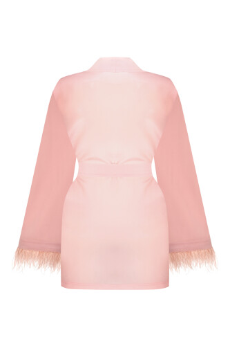 İmannoor x Rawdah Gradient Feathered Pink Silk Short Kimono - 2