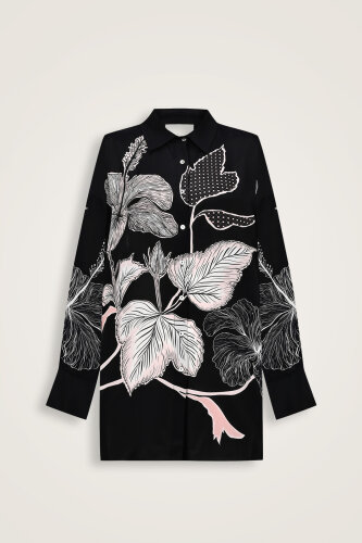 Imannoor x Rawdah Mecca Rose Black-Pink Silk Shirt 