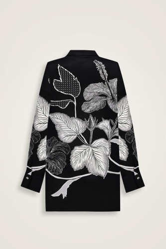 Imannoor x Rawdah Mecca Rose Black-White Silk Shirt - 2