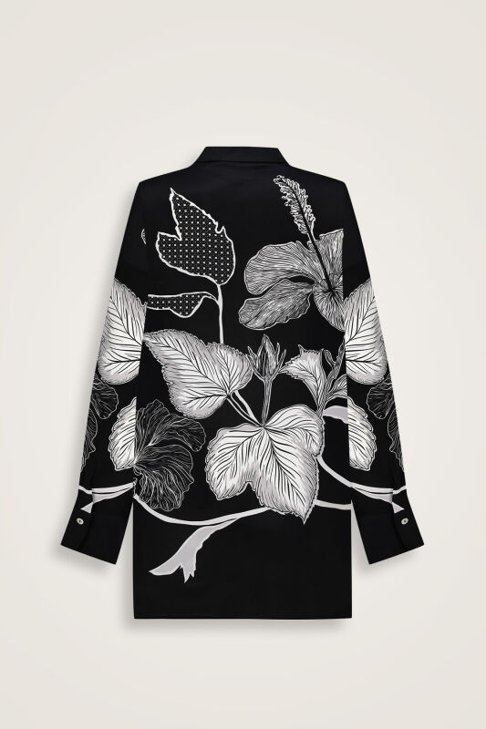Imannoor x Rawdah Mecca Rose Black-White Silk Shirt - 2