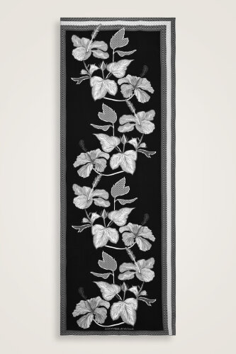 Imannoor x Rawdah Mecca Rose Black-White Viscose Shawl - 1