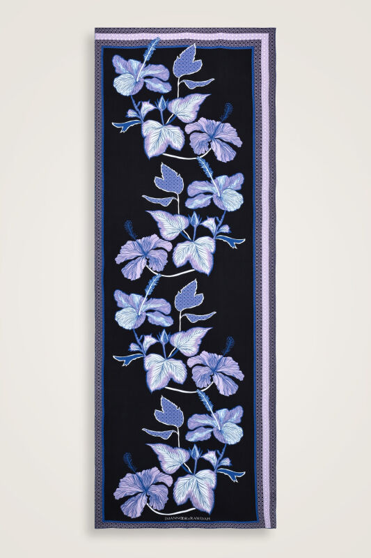 Imannoor x Rawdah Mecca Rose Blue-Purple Viscose Shawl - 1