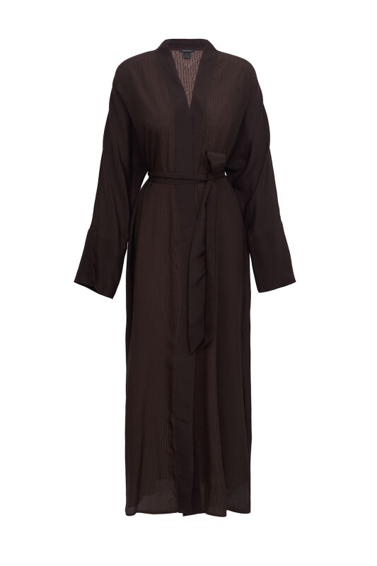 İmannoor x Rawdah Monogram Gradient Brown Silk Kimono - 1