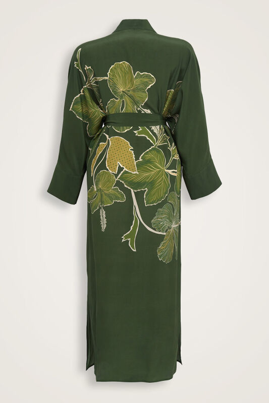 Imannoor x Rawdah Mecca Rose Green Crepe Silk Kimono - 2