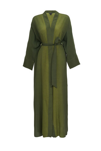 İmannoor x Rawdah Monogram Gradient Green Silk Kimono 