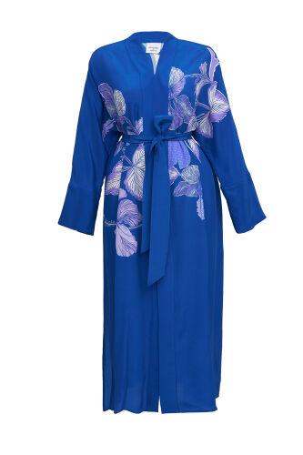 Imannoor x Rawdah Mecca Rose Saxe Crepe Silk Kimono 