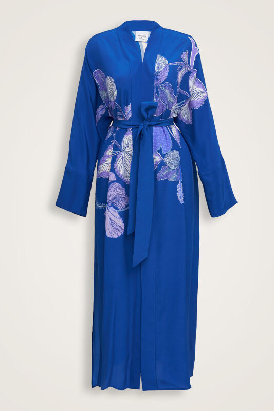 Imannoor x Rawdah Mecca Rose Saxe Crepe Silk Kimono - 1