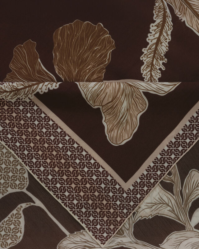 İmannoor x Rawdah Mecca Rose Brown Floss Viscose Shawl 70x210 - 2