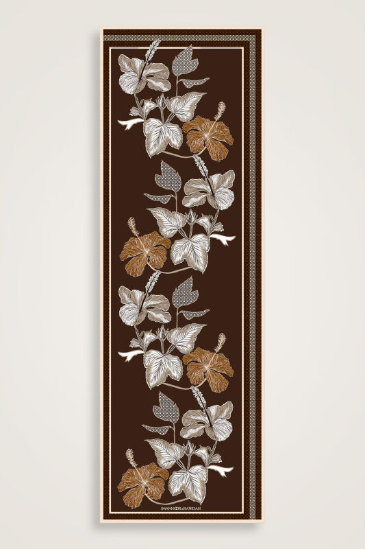 İmannoor x Rawdah Mecca Rose Brown Floss Viscose Shawl 70x210 - 1