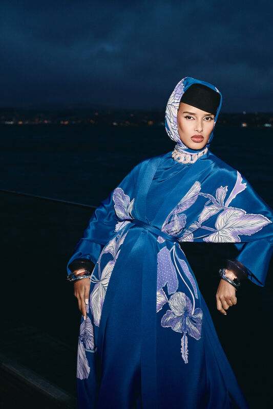 İmannoor x Rawdah Mekke Gülü Saks Krep İpek Kimono - 2