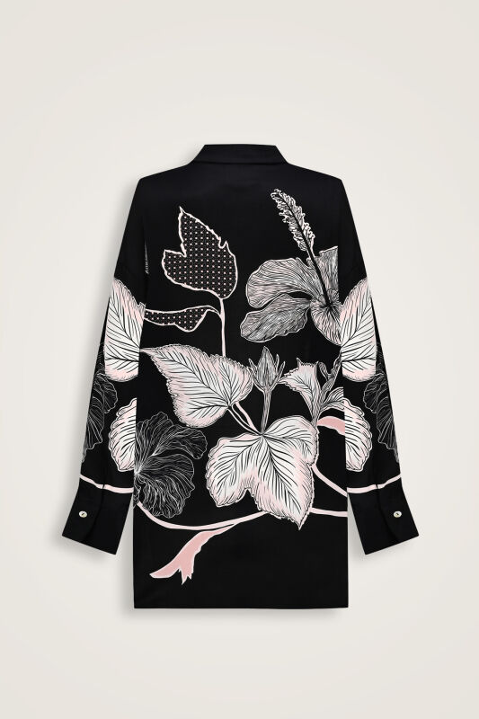 İmannoor x Rawdah Mekke Gülü Siyah-Pembe İpek Gömlek - 2