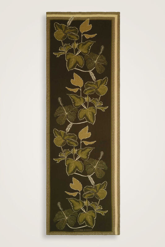 İmannoor x Rawdah Mecca Rose Green Floss Viscose Shawl 70x210 - 1