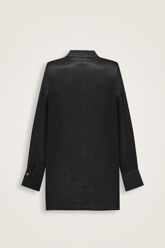 Imannoor x Rawdah Monogram Black Silk Shirt - 2
