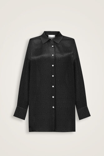 Imannoor x Rawdah Monogram Black Silk Shirt 