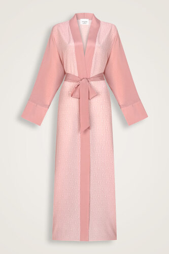 İmannoor x Rawdah Monogram Degrade Pembe İpek Kimono 