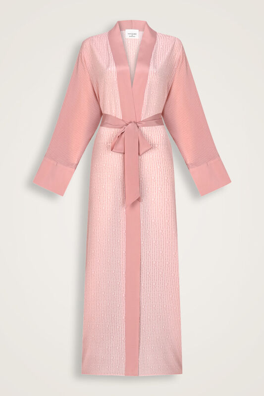 İmannoor x Rawdah Monogram Degrade Pembe İpek Kimono - 1