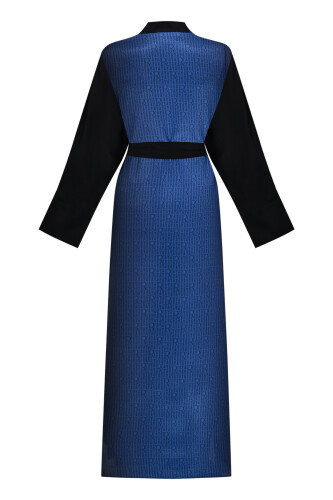 İmannoor x Rawdah Monogram Degrade Siyah-Saks İpek Kimono - 2