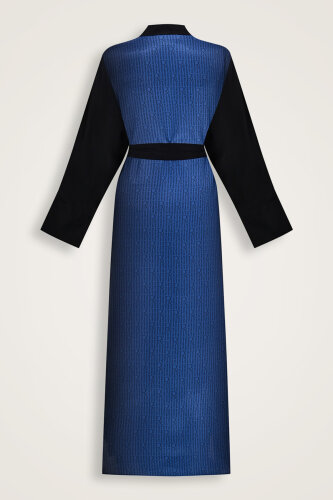 İmannoor x Rawdah Monogram Degrade Siyah-Saks İpek Kimono - 2